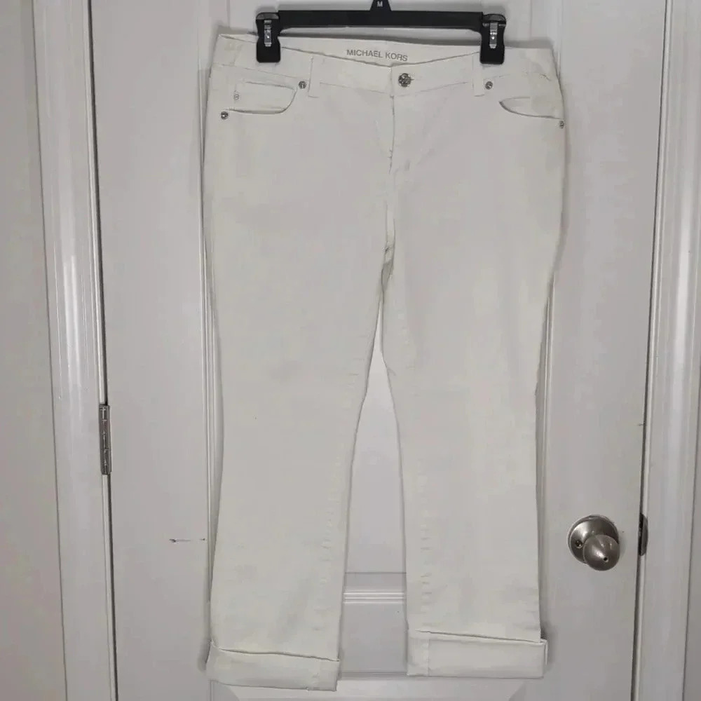 Michael Kors Off White Cotton Ankle Jean